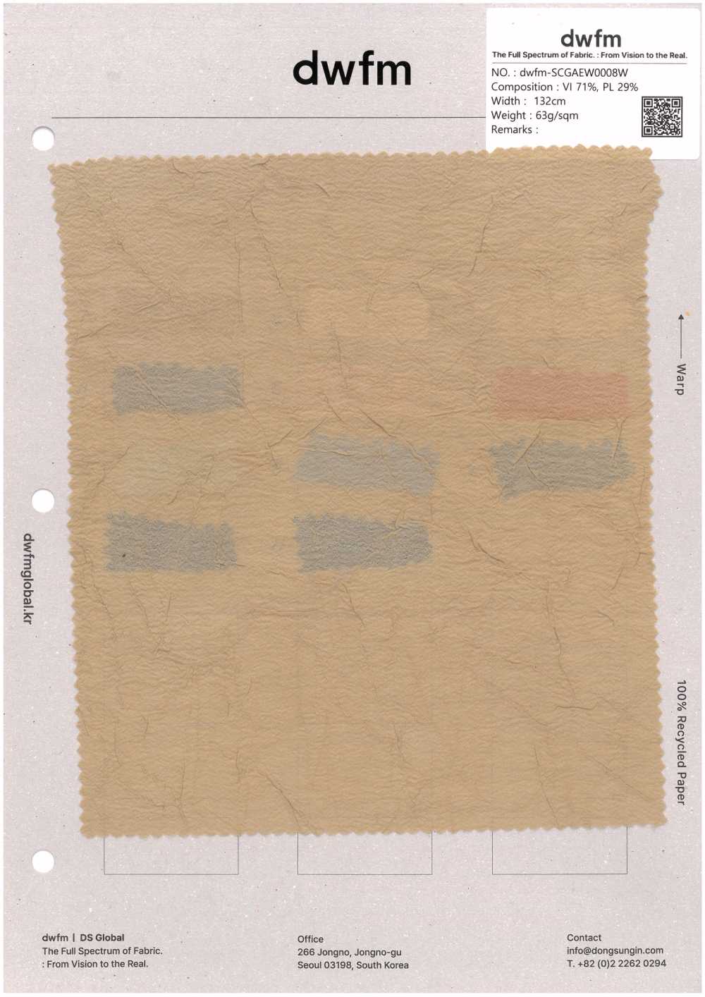 DWFM-SCGAEW0008W Finition Délavée, Tissu Transparent[Fabrication De Textile]