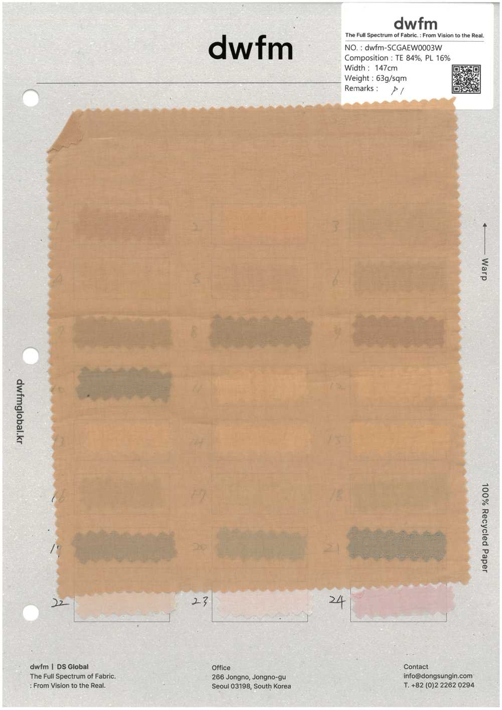 DWFM-SCGAEW0003W Voile Léger TENCEL™[Fabrication De Textile]