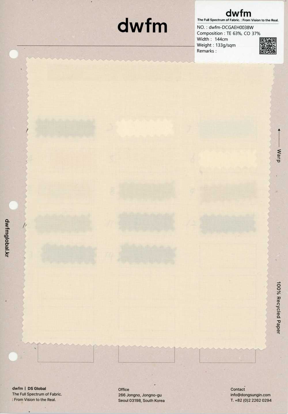 DWFM-DCGAEH0038W Pelouse De Coton Tencel™[Fabrication De Textile]