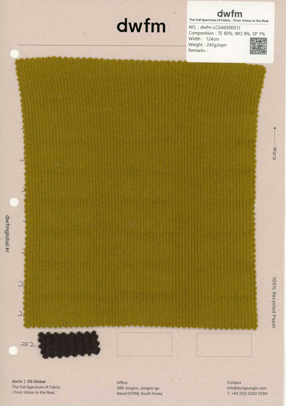 DWFM-LCGAEK0057J Tricot Côtelé Extensible En Laine Tencel™[Fabrication De Textile]