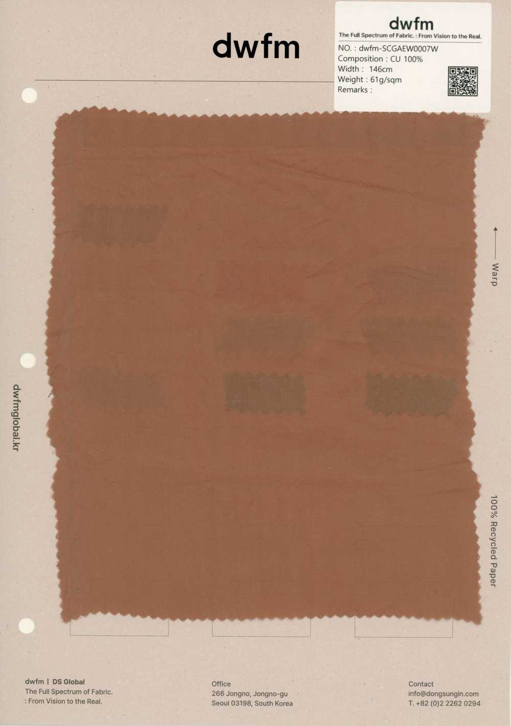 DWFM-SCGAEW0007W Voile Finition Cupro Wash[Fabrication De Textile]