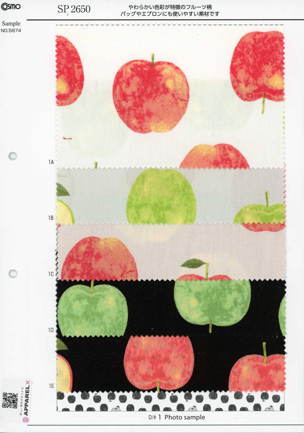 SP2650 Fruits Garden Oxford (rouleau)[Textiles / Tissus] COSMO TEXTILE