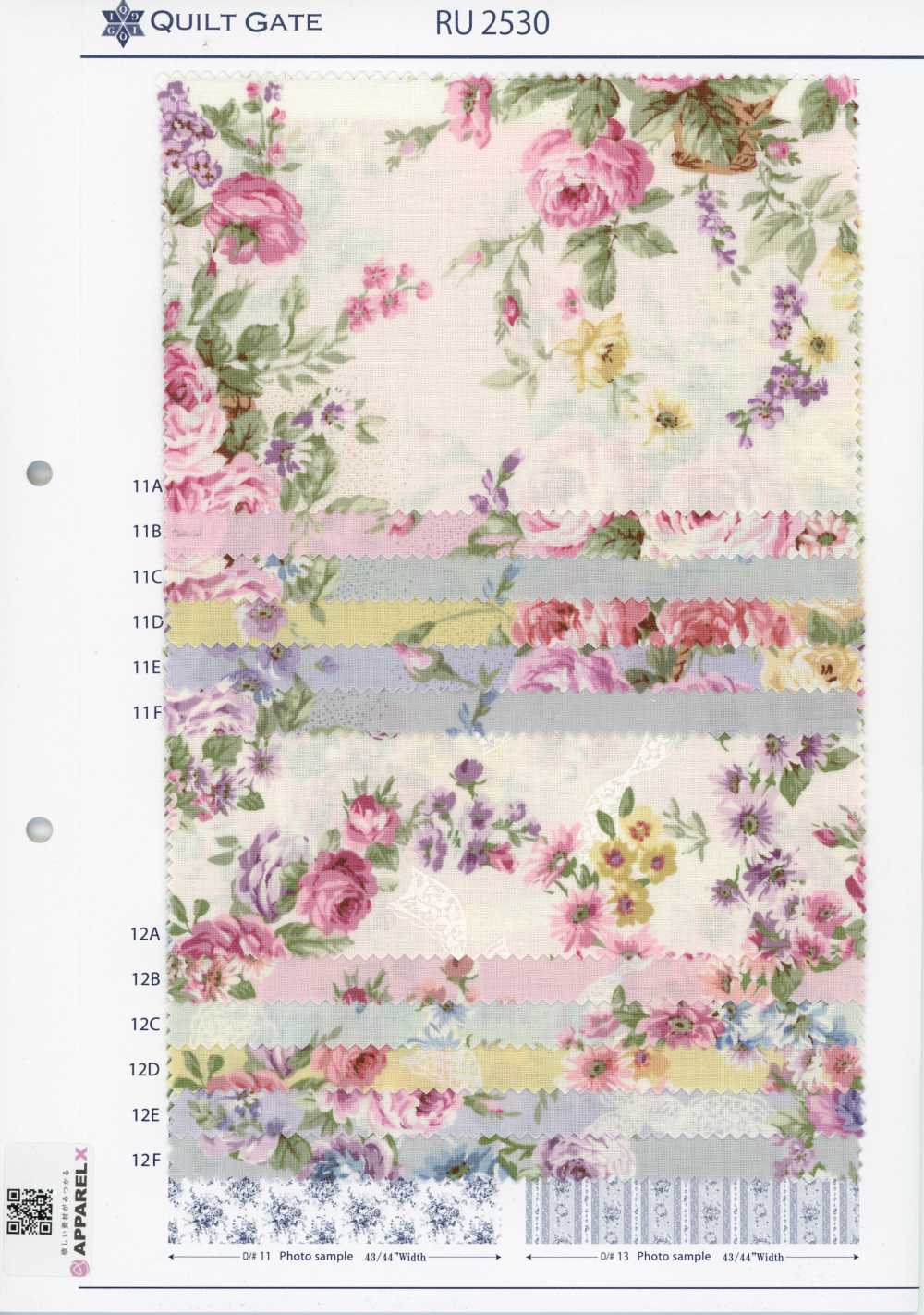RU2530 RURU BOUQUET Imprimé couronne de roses tissus de toile (rouleau)[Textiles / Tissus] COSMO TEXTILE