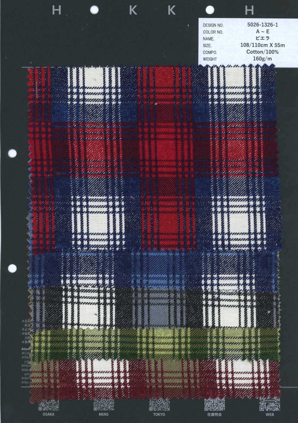 5026-1326-1 Viyella à Carreaux Imprimés[Textile / Tissu] HOKKOH