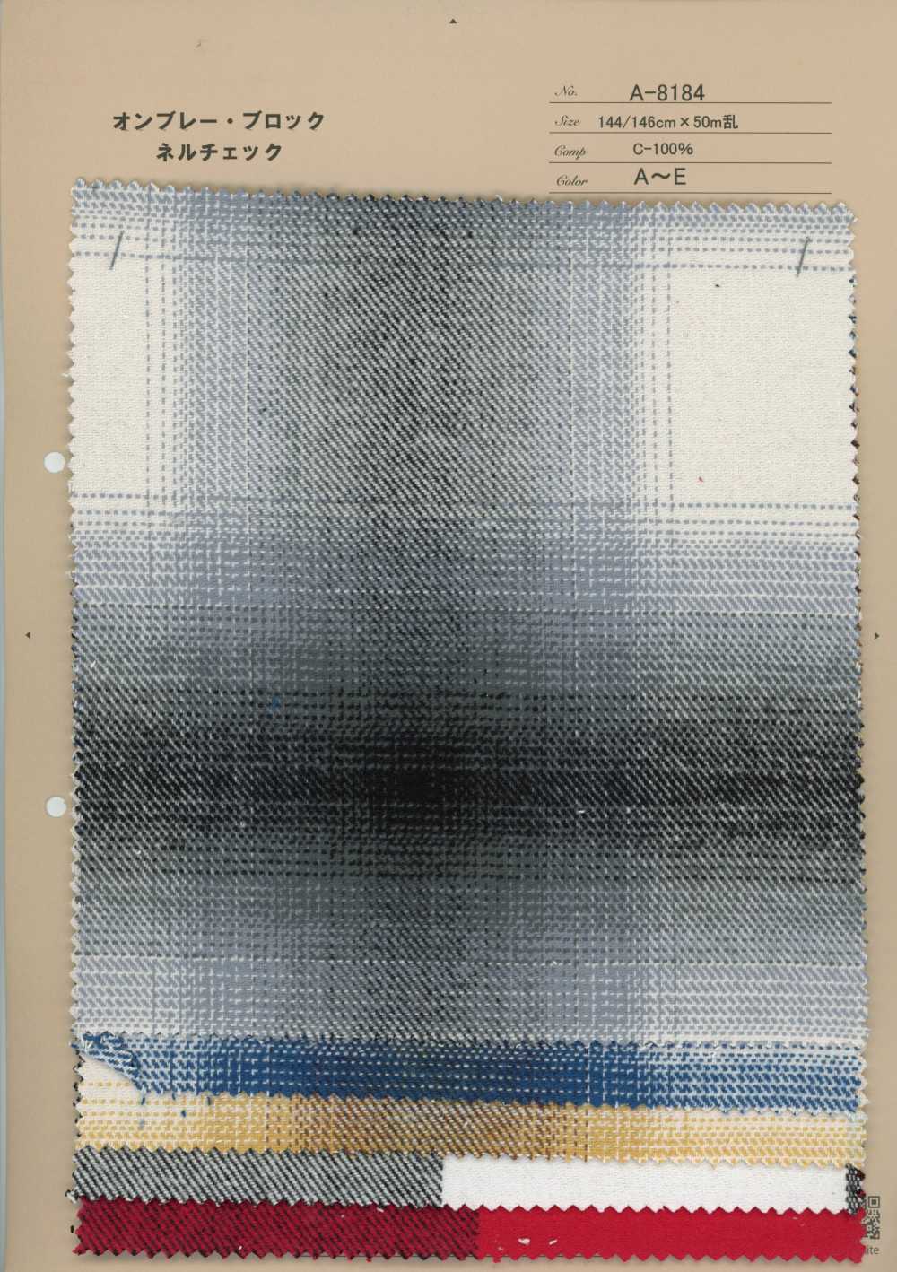 A-8184 Carreaux flanelle à blocs ombrés[Textile / Tissu] Arinobe Shoten