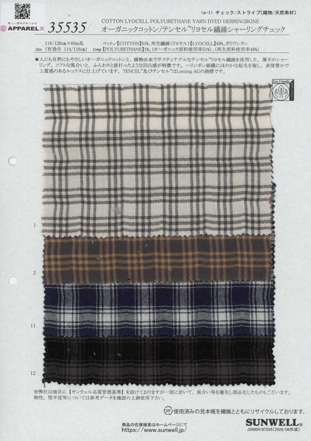 35535 Carreaux Froncés En Coton Biologique/TENCEL™ Fibre Lyocell[Textile / Tissu] SUNWELL