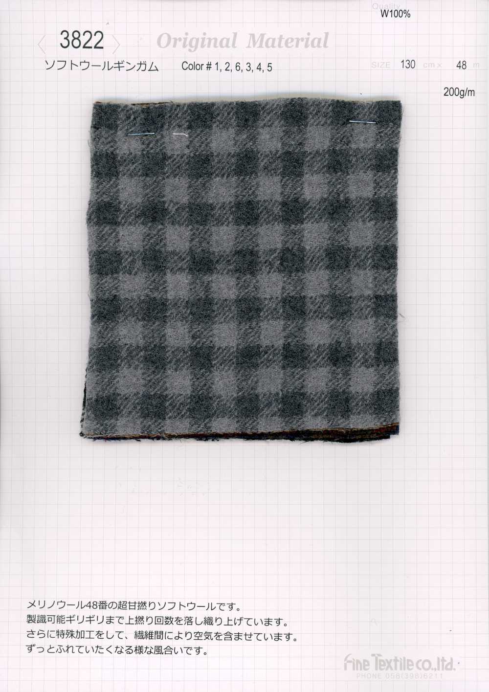 3822 Vichy En Laine Douce[Textile / Tissu] Fine Textile