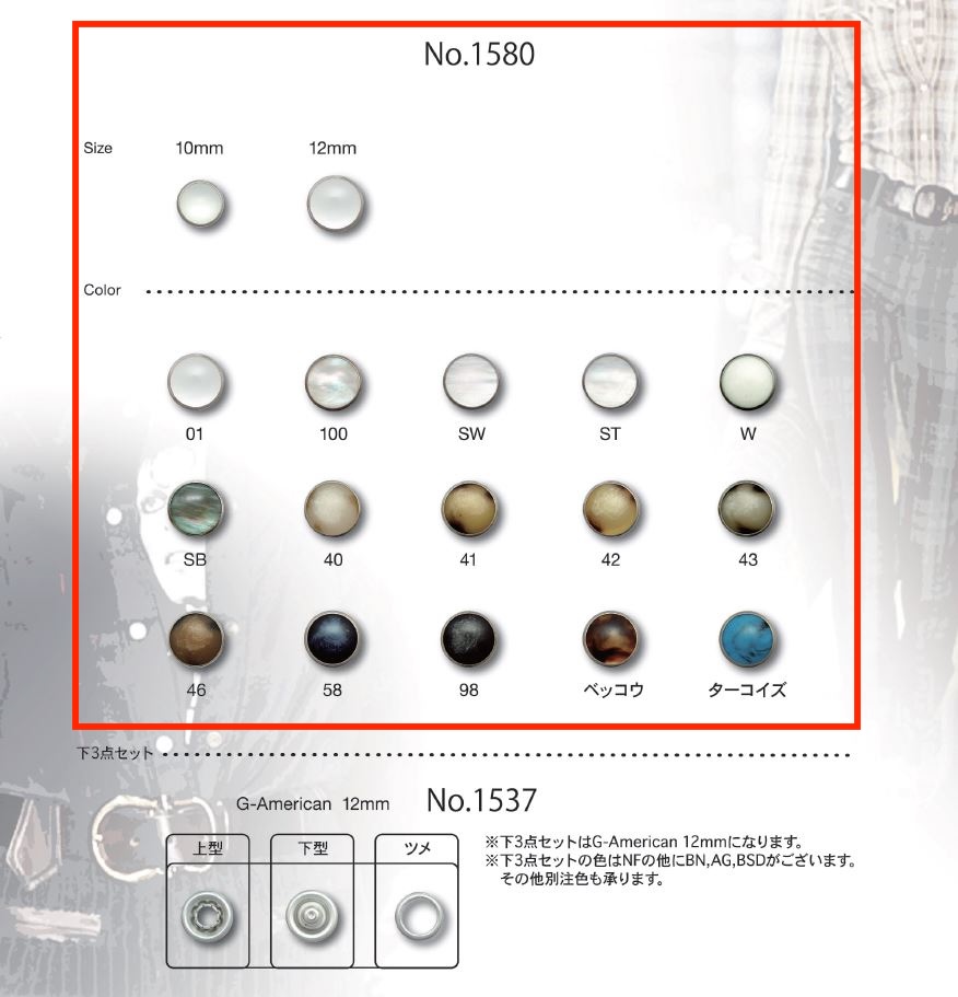 1580 Nouveaux boutons en nacre[Boutons-pression et œillets] Gondola Trading