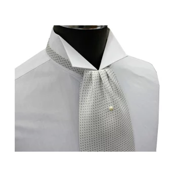 FAS-902 Cravate Ascot à Pois Gris Sur Blanc[Accessoires Formels] Yamamoto(EXCY)