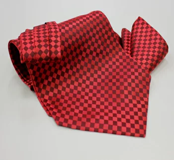 MS-5006 Ensemble Cravate Et Mouchoir Ascot Noués à La Main, Carreaux Rouges[Accessoires Formels] Yamamoto(EXCY)