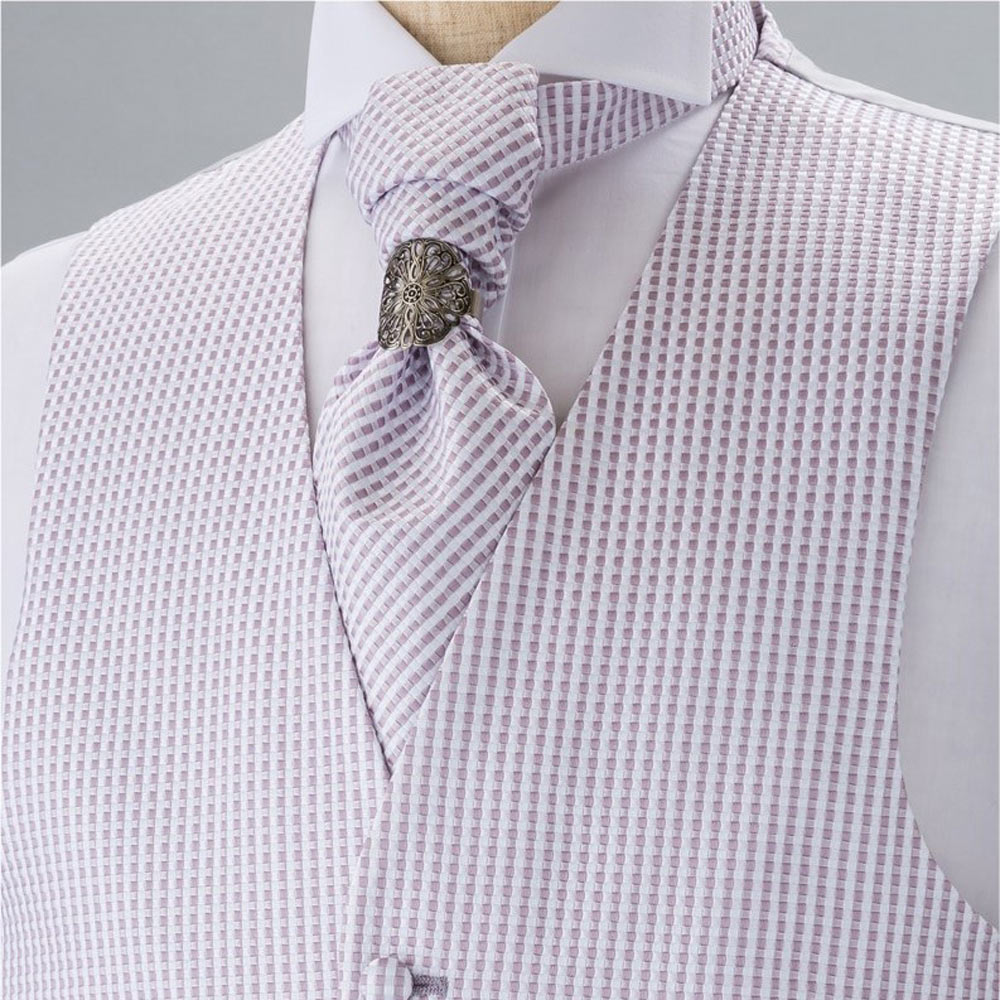 YT-21 Made In Japan Jacquard Ascot Tie (Euro Thai) Plaid Violet[Accessoires Formels] Yamamoto(EXCY)