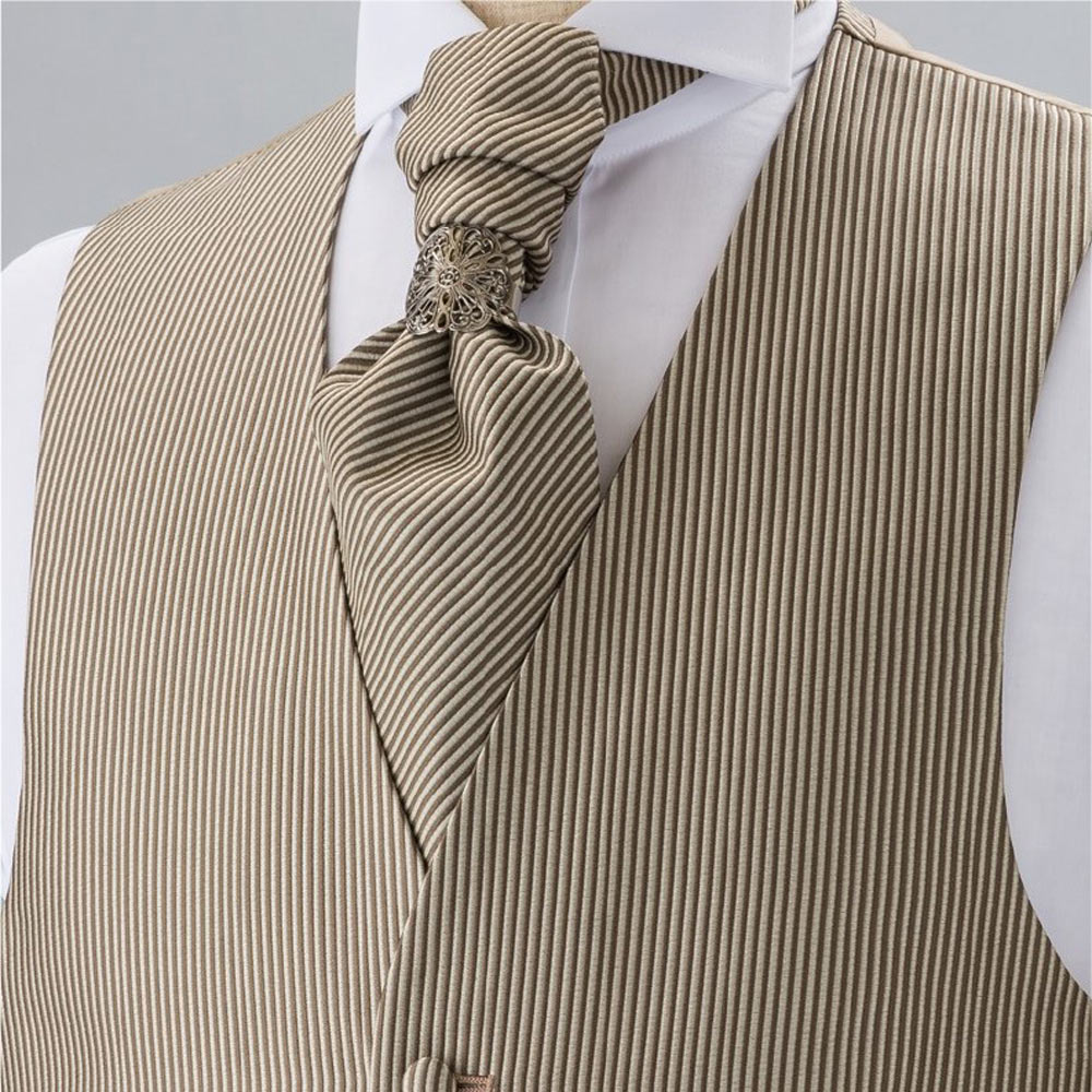 YT-3004 Cravate Ascot Jacquard Made In Japan (Eurotie) Rayé Or[Accessoires Formels] Yamamoto(EXCY)