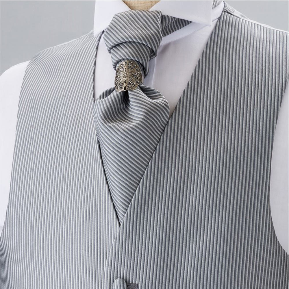 YT-3005 Made In Japan Cravate Jacquard Ascot (Euro Tie) Rayé Gris[Accessoires Formels] Yamamoto(EXCY)