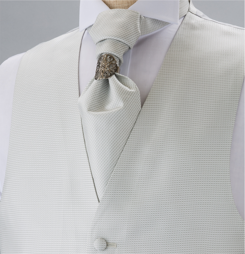YT-301 Cravate Ascot En Soie Domestique(Europe Tie Thai) Petit Motif Argent[Accessoires Formels] Yamamoto(EXCY)