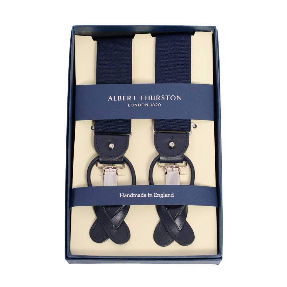 AT-NAVY-XL Albert Thurston Bretelles Bleu Marine Sans Motif 35MM Taille XL[Accessoires Formels] ALBERT THURSTON