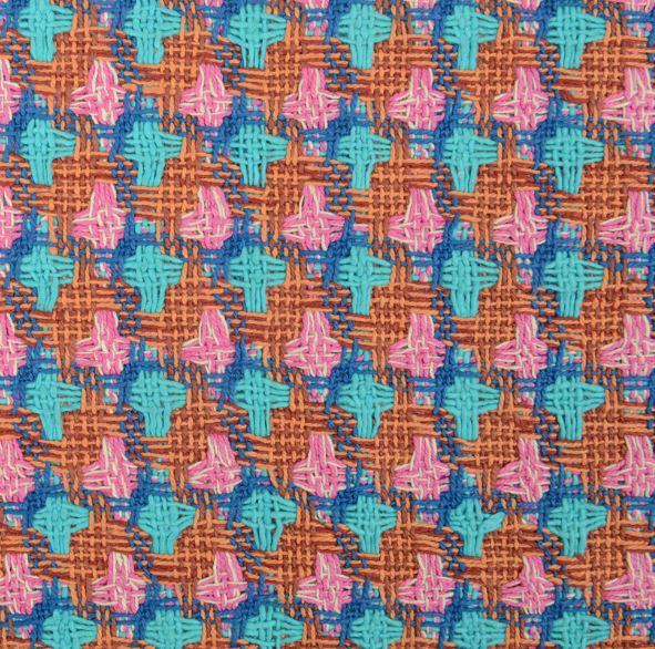A7545 LINTON Linton Tweed Fabriqué En Angleterre Textile Orange X Bleu Turquoise X Rose LINTON