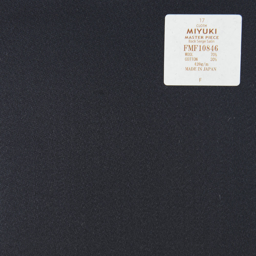 FMF10846 Masterpiece Dos Serge Satin Uni Laine Coton Bleu Marine[Textile] Miyuki Keori (Miyuki)