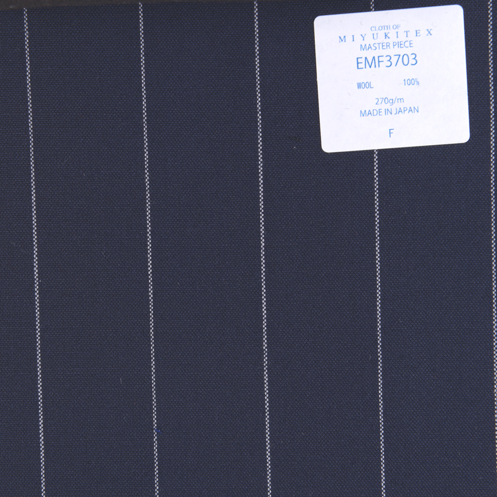 EMF3703 Collection Masterpiece Savile Row Yarn Count Series Large Rayé Bleu Marine[Textile] Miyuki Keori (Miyuki)