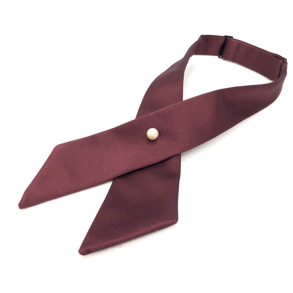 CT-510 Cravate Croisée Etiquette Châle Soie Vin Rouge[Accessoires Formels] Yamamoto(EXCY)