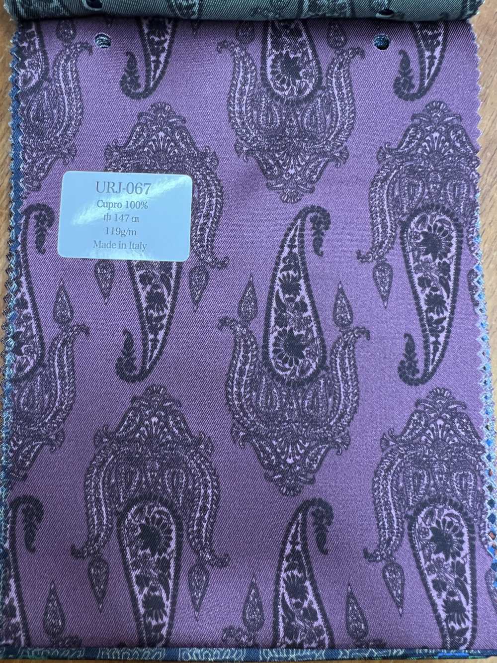 URJ-067 Made In Italy 100% Cupra Doublure Imprimée Gros Motif Paisley Violet Foncé[Garniture] SDC