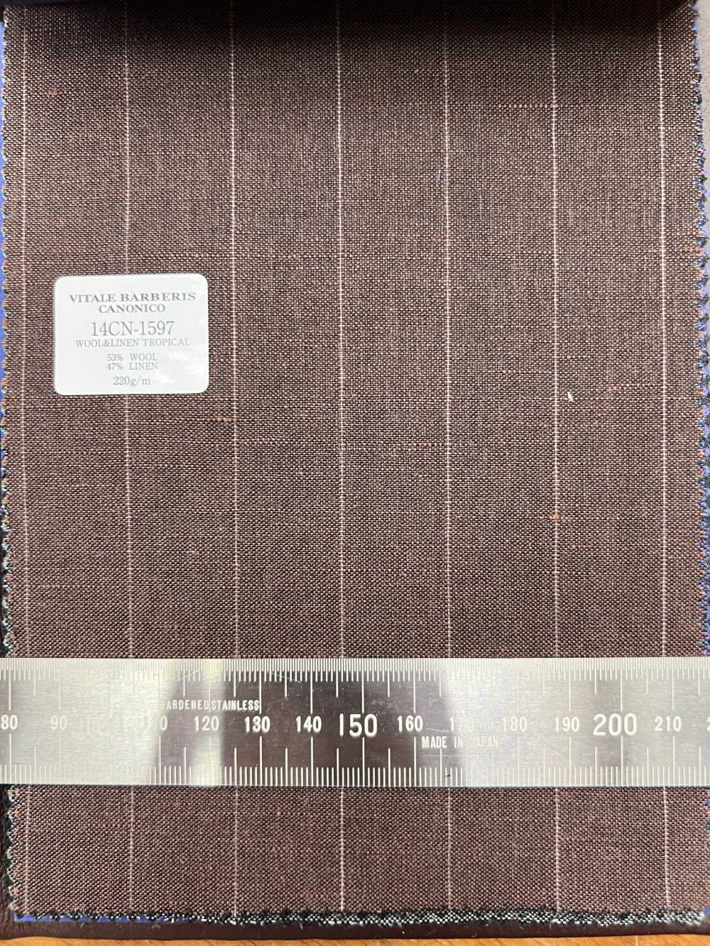 14CN1597 CANONICO Laine Et Lin 21 Microns Rayure Marron[Textile] CANONIQUE