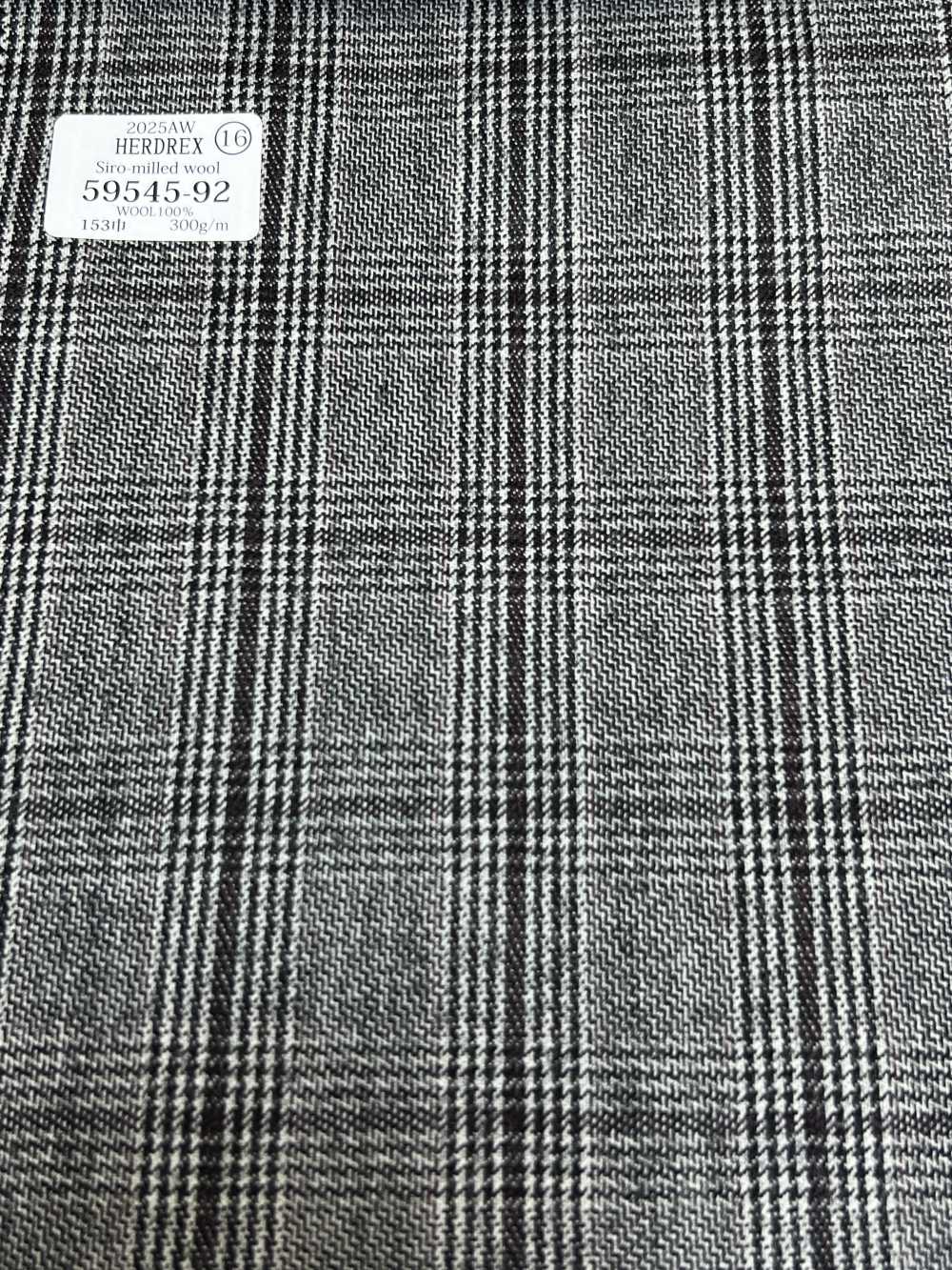 59545-92 25AW HERDREX [Laine Foulée Au Siro] Laine Foulée Au Siro Gris Clair à Carreaux Glen[Textile] Kunishima Co., Ltd.
