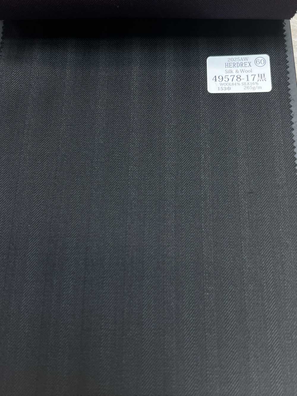 49578-17 25AW HERDREX [Soie Et Laine] Rayures Noires En Soie Et Laine[Textile] Kunishima Co., Ltd.