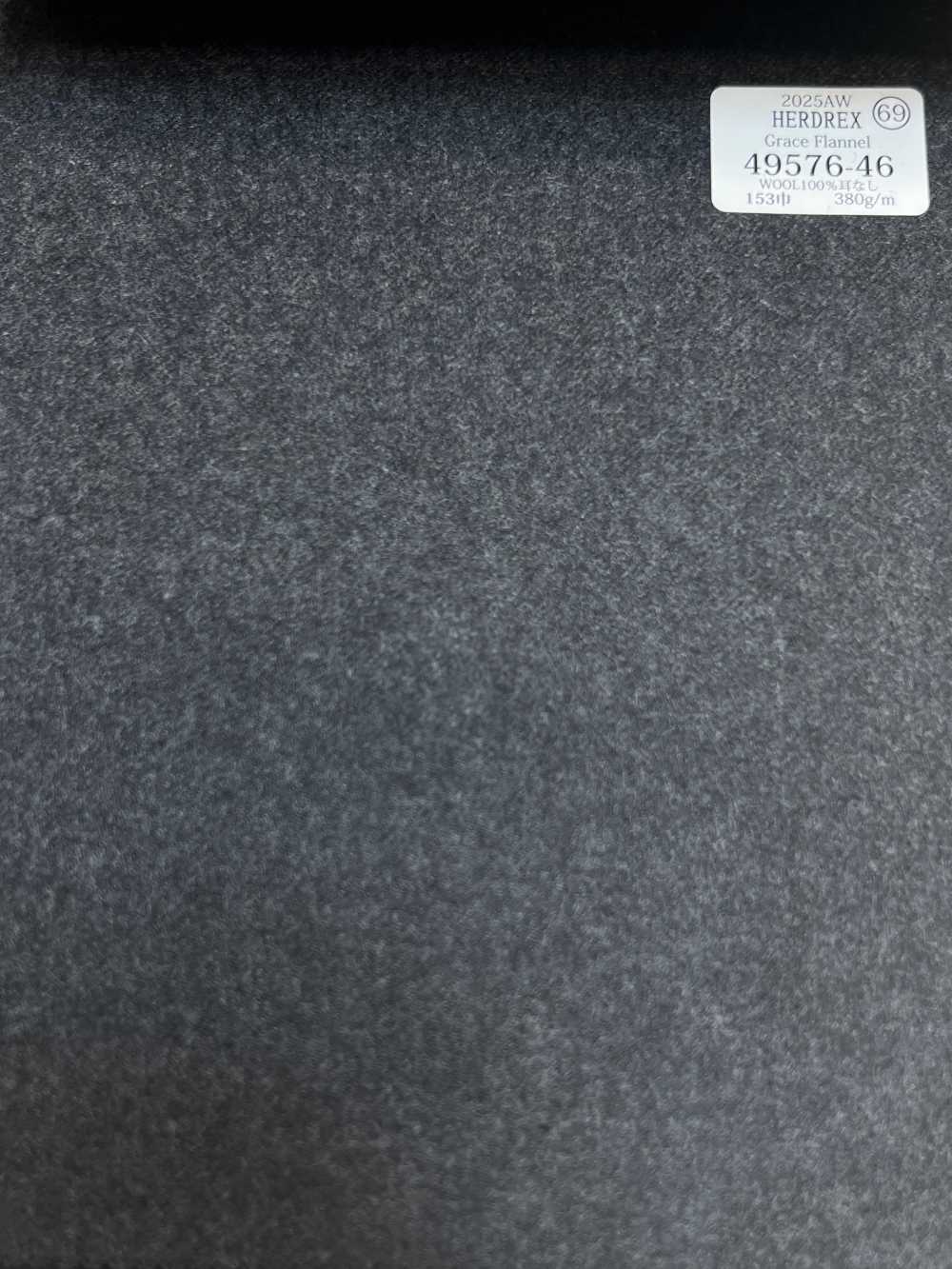 49576-46 25AW HERDREX [Grace Flannel] Grace Flannel Anthracite Gris Ciel Sans Motif[Textile] Kunishima Co., Ltd.