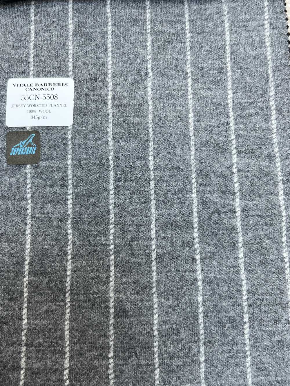 55CN5508 CANONICO JERSEY FLANELLE PEIGNÉE Gris Clair à Rayures Craie[Textile] CANONIQUE