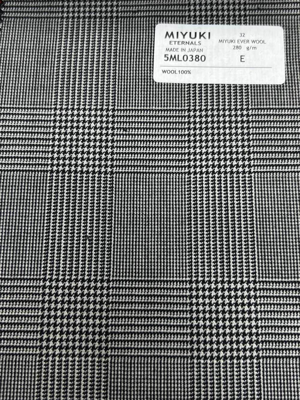 5ML0380 MIYUKI EVER WOOL Glen Check Gris[Textile] Filatures De Laine Miyuki
