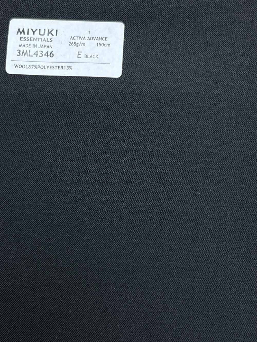 3ML4346 26SS Miyuki Textile MIYUKI ESSENTIALS ACTIVA ADVANCE Noir Sans Motif Filatures De Laine Miyuki