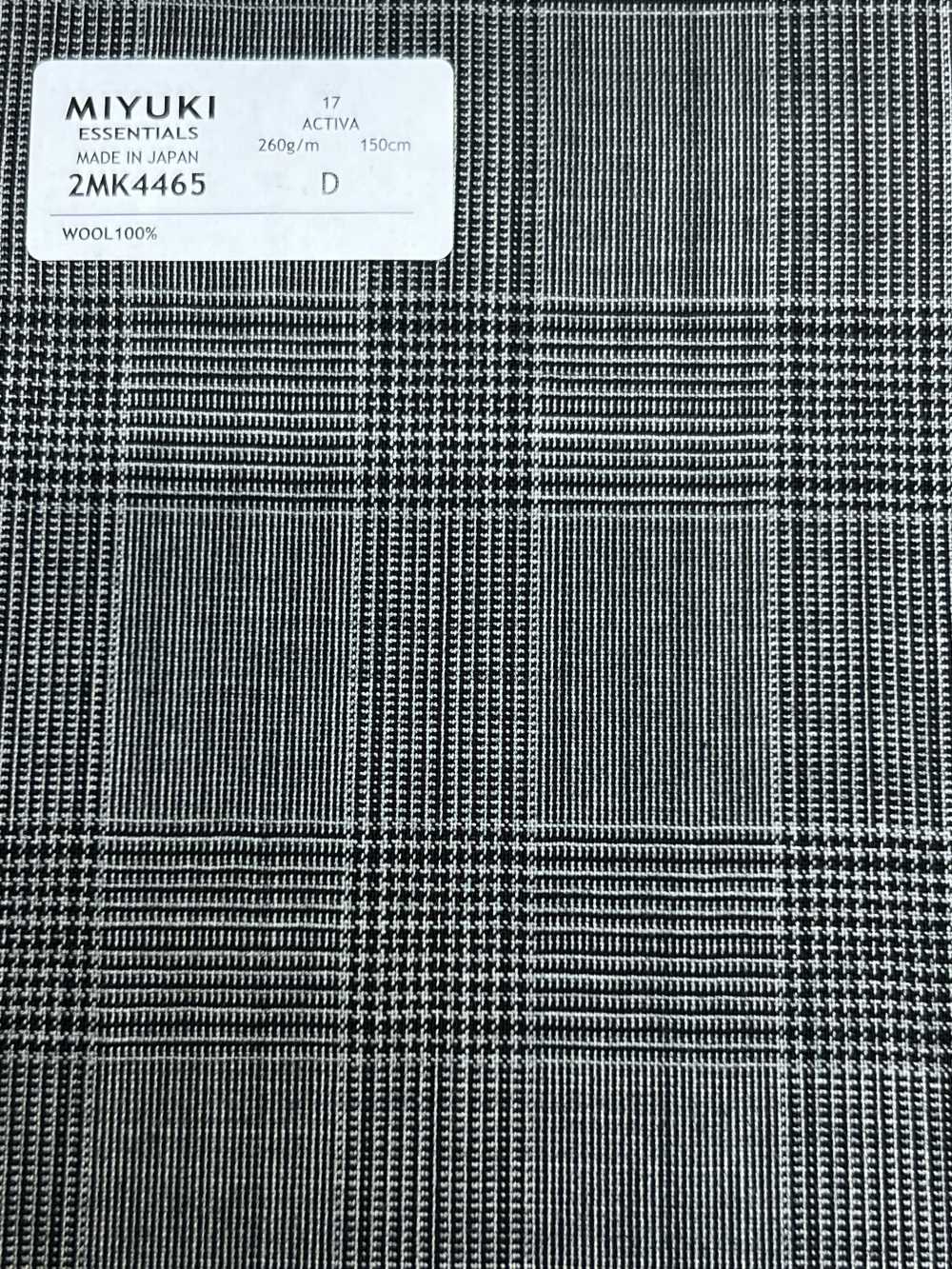 2MK4465 26SS Miyuki Textile MIYUKI ESSENTIALS ACTIVA Carreaux Gris Moyen Filatures De Laine Miyuki