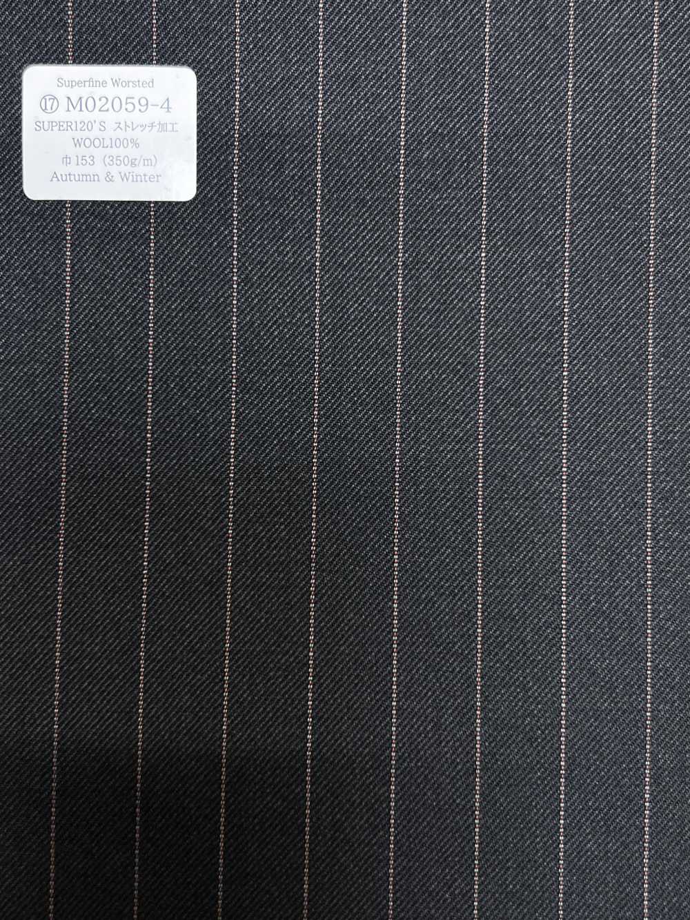 M02059-4 KUNISHIMA1850 Ligne exclusive [Laine peignée ultrafine] Rayure crayon grise[Textile] Kunishima Co., Ltd.