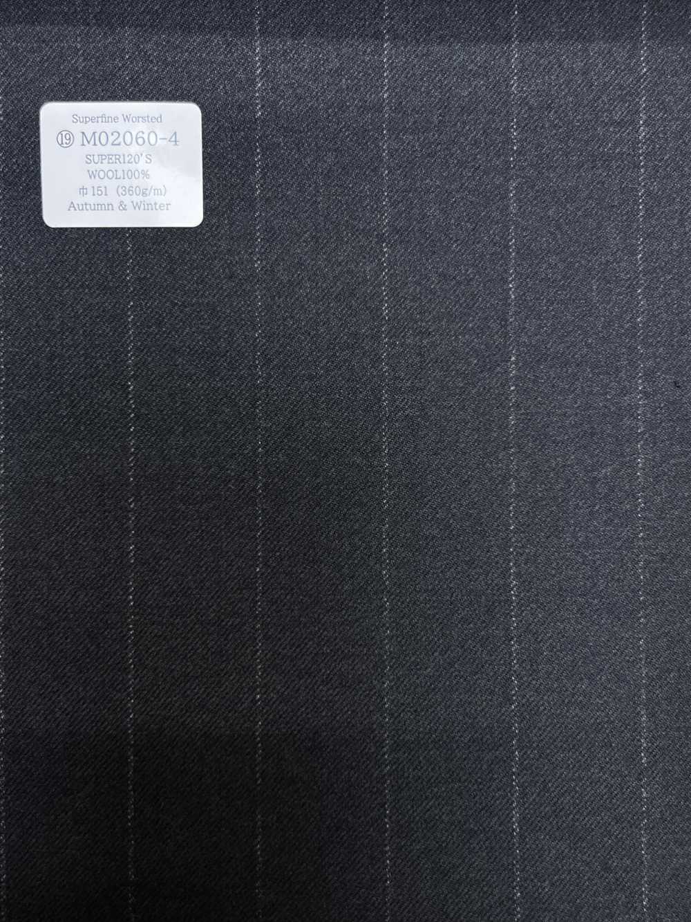 M02060-4 Ligne Exclusive KUNISHIMA1850 【Laine Peignée Extra-fine】Rayures Craie Grises[Textile] Kunishima Co., Ltd.