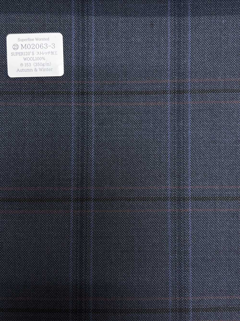 M02063-3 Ligne Exclusive KUNISHIMA1850 【Laine Peignée Extra-fine】Carreaux Bleus[Textile] Kunishima Co., Ltd.
