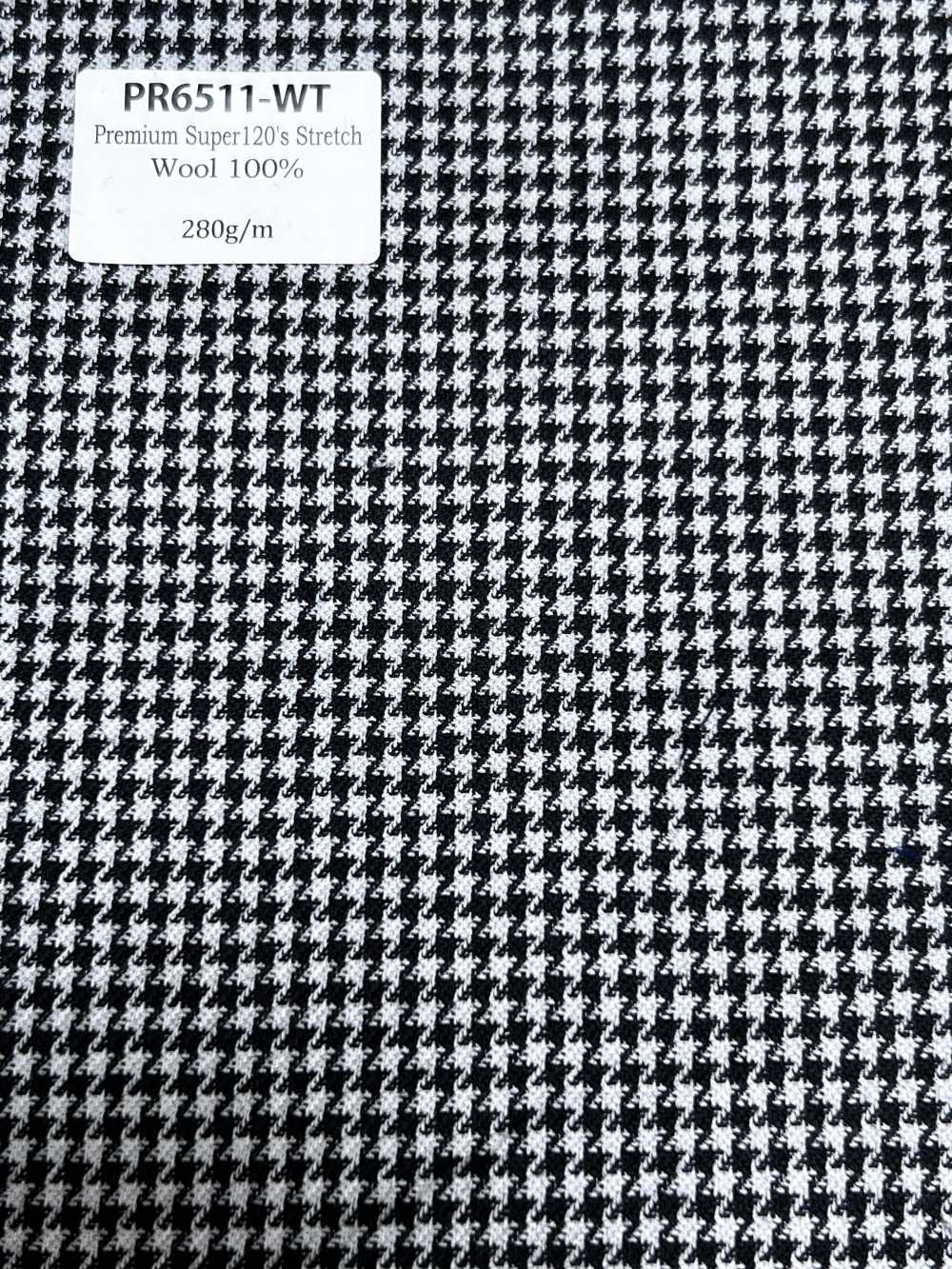 PR6511-WT Tissu Pied-de-poule Gris Extensible Premium Super120, Fabriqué Au Japon.[Textile]