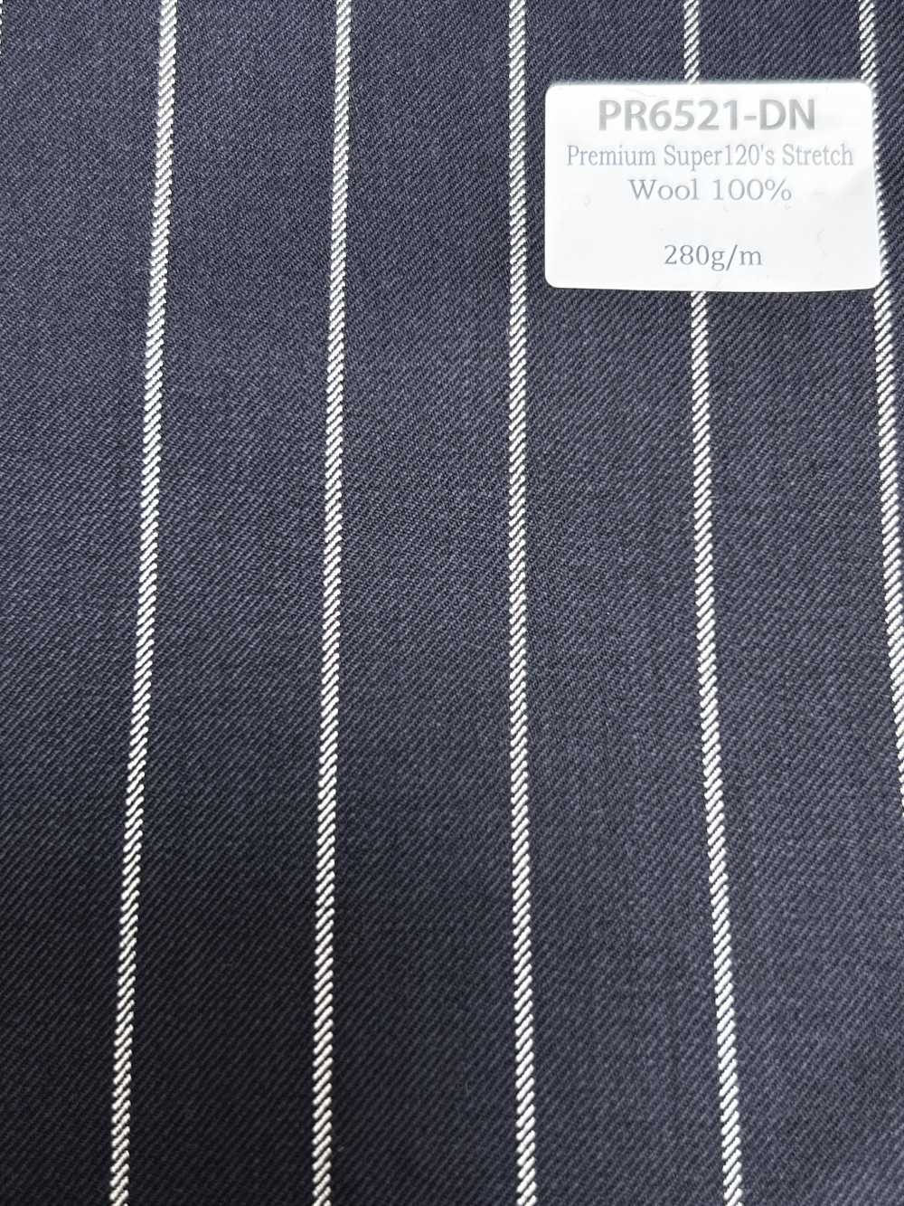 PR6521-DN Rayures Extensibles Bleu Marine Foncé, Laine Japonaise Premium Standard Super 120's[Textile]