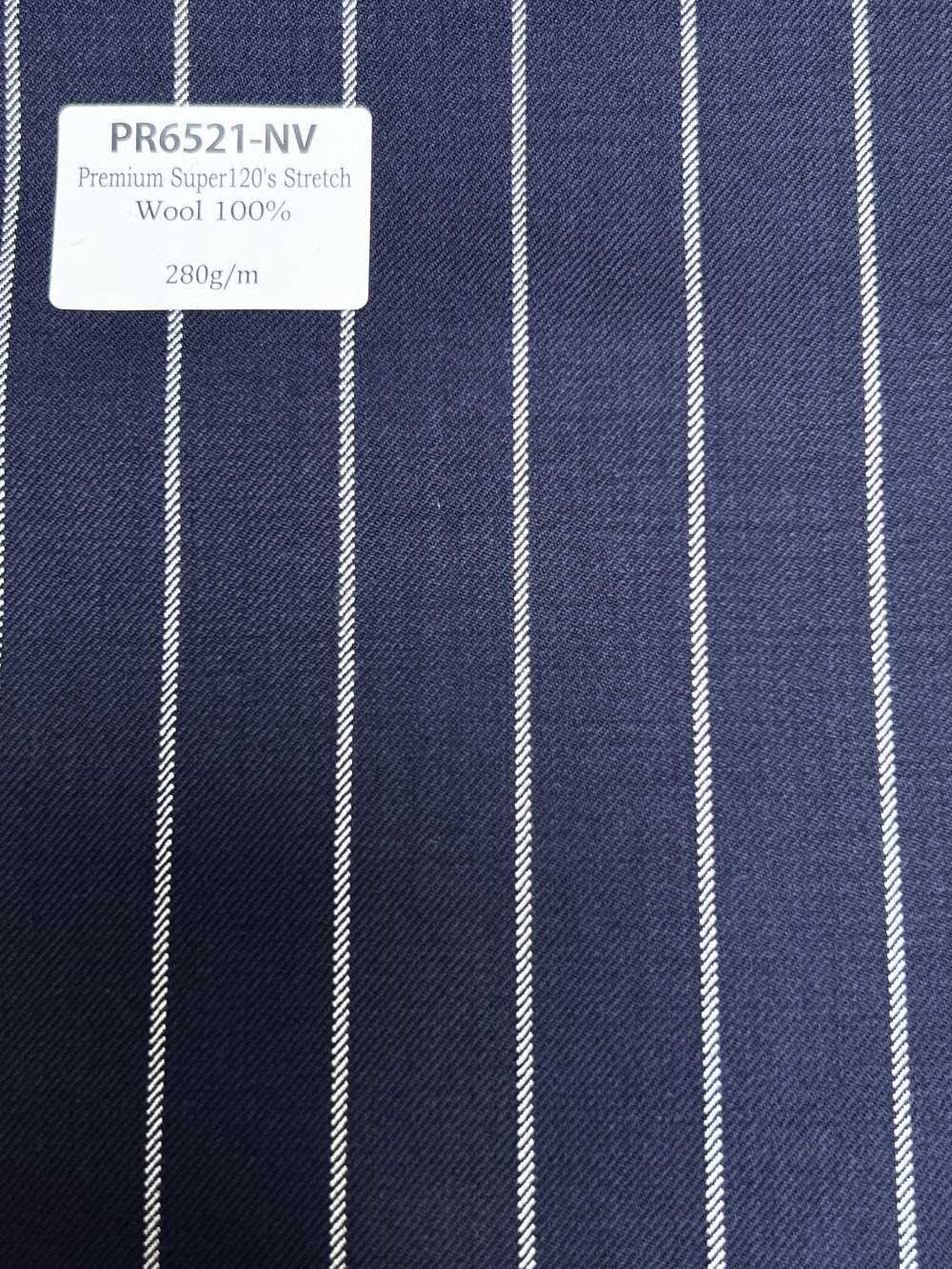 PR6521-NV Rayé Extensible Bleu Marine Japonais Standard Premium Super120's[Textile]