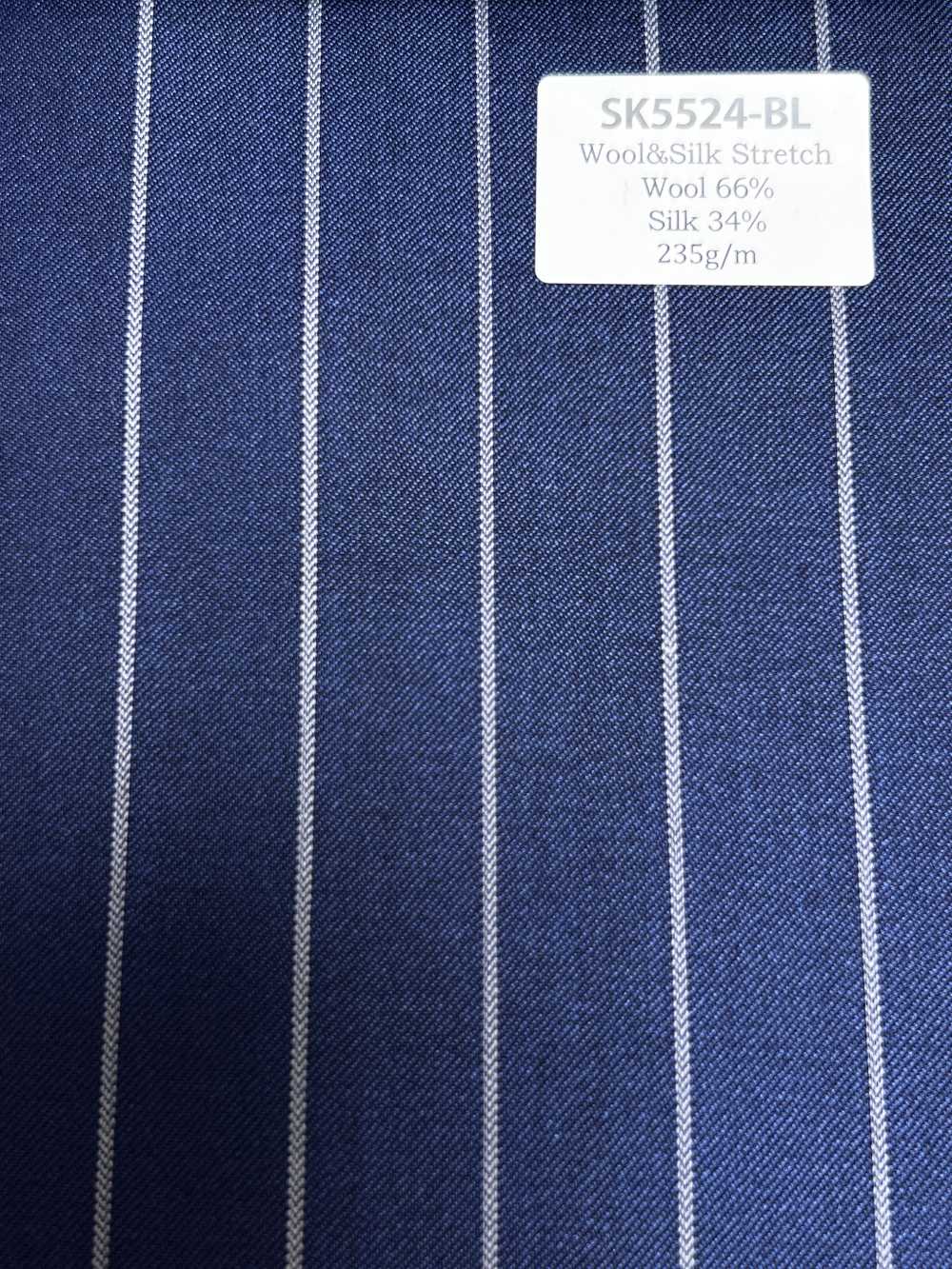 SK5524-BL Rayure Extensible Standard Japonaise En Laine Et Soie, Bleu Marine[Textile]