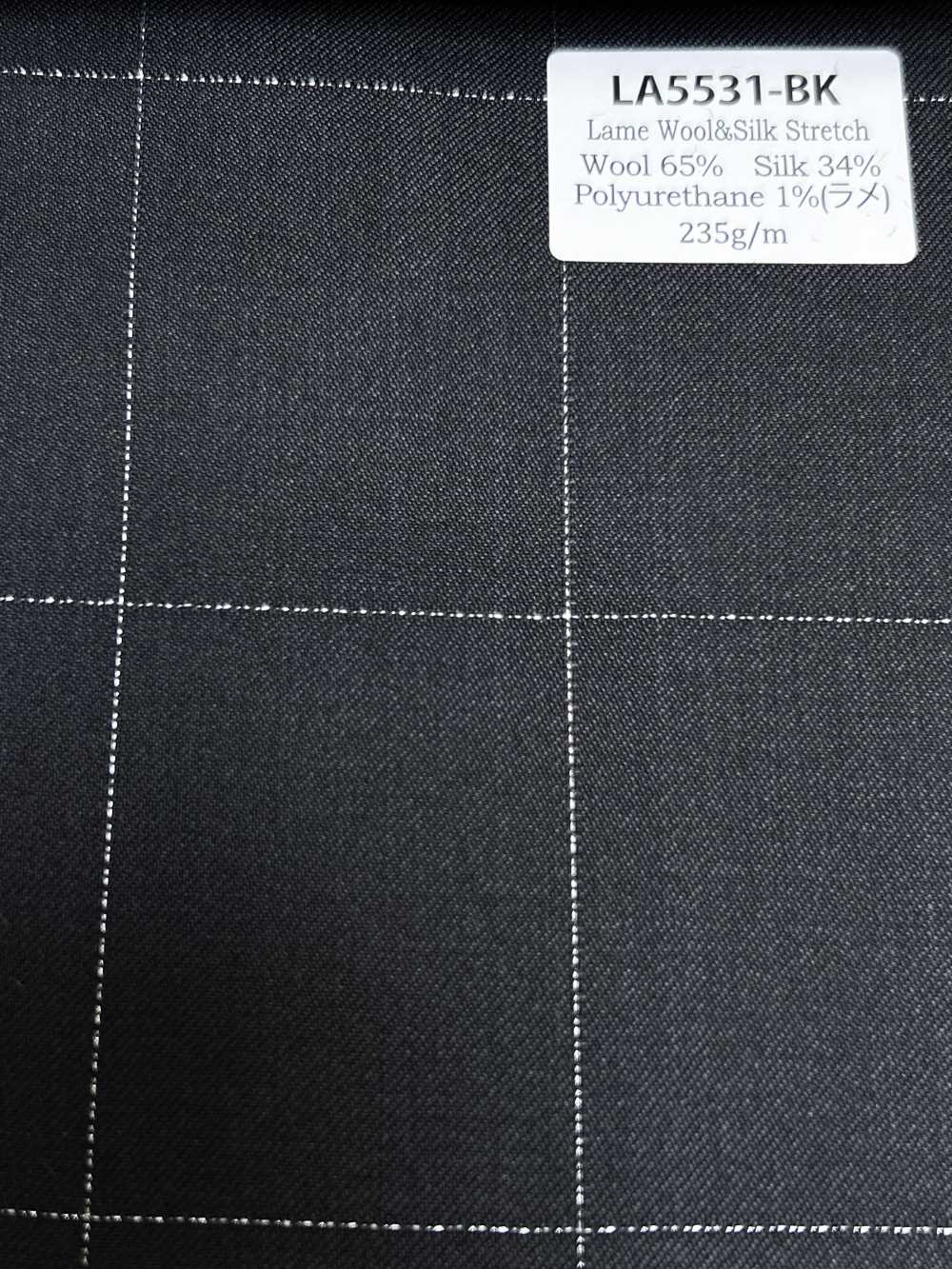 LA5531-BK Tissu à carreaux noir classique en laine stretch et soie lamée, fabriqué au Japon[Textile] HOSOI SYOJI