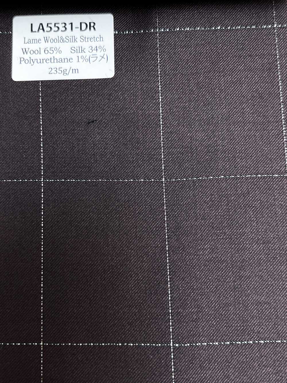 LA5531-DR Carreaux japonais standard en soie lamée et laine stretch, rouge foncé[Textile] HOSOI SYOJI