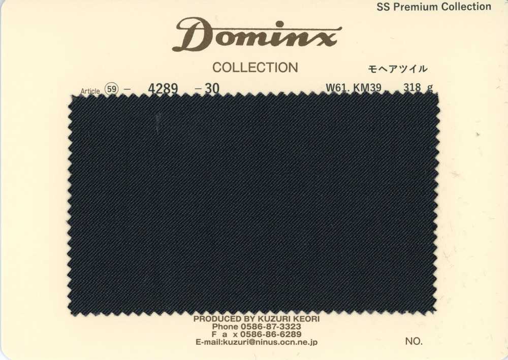 4289-30 Twill Standard En Mohair, Mohair Chevreau, Collection Premium DOMINX, Anthracite[Textile] Tissu En Laine Kuzuri (DOMINX)