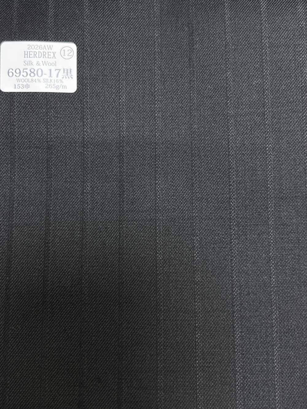 69580-17 26AW HERDREX [Soie Et Laine] Soie Et Laine à Rayures Ombre Noires[Textile] Kunishima Co., Ltd.