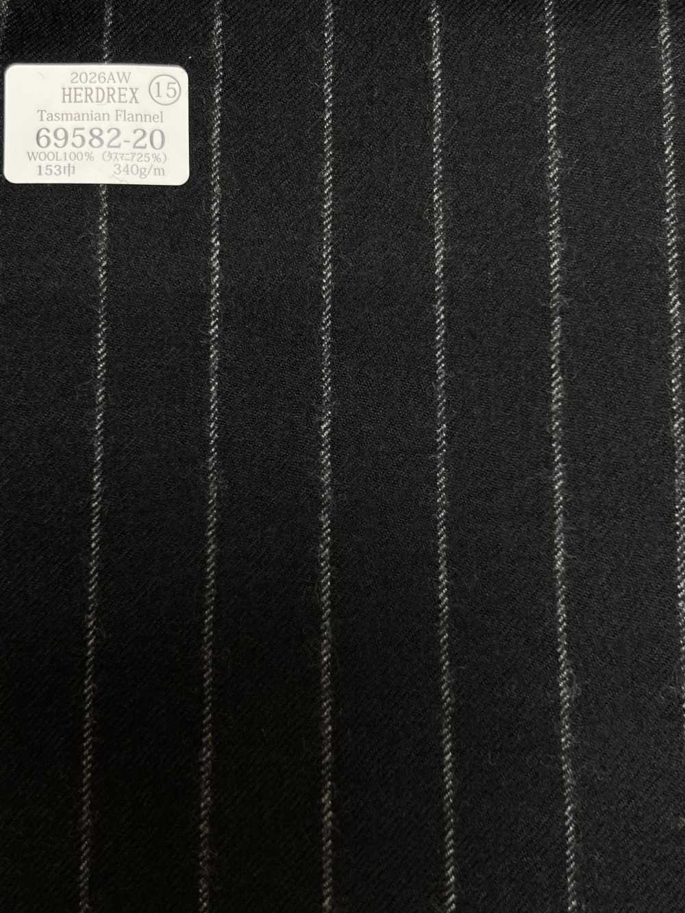 69582-20 26AW HERDREX [Flanelle Tasmanienne] Soie Et Laine à Rayures Bleu Marine[Textile] Kunishima Co., Ltd.
