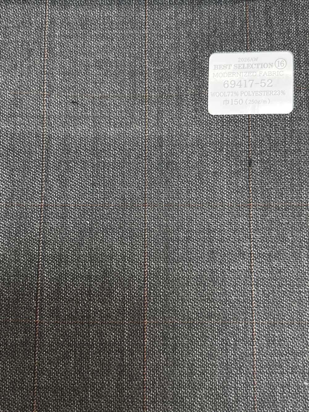 69417-52 26AW BESTSELECTION [TISSU MODERNISÉ] Tissu modernisé à carreaux fenêtre gris[Textile] Kunishima Co., Ltd.