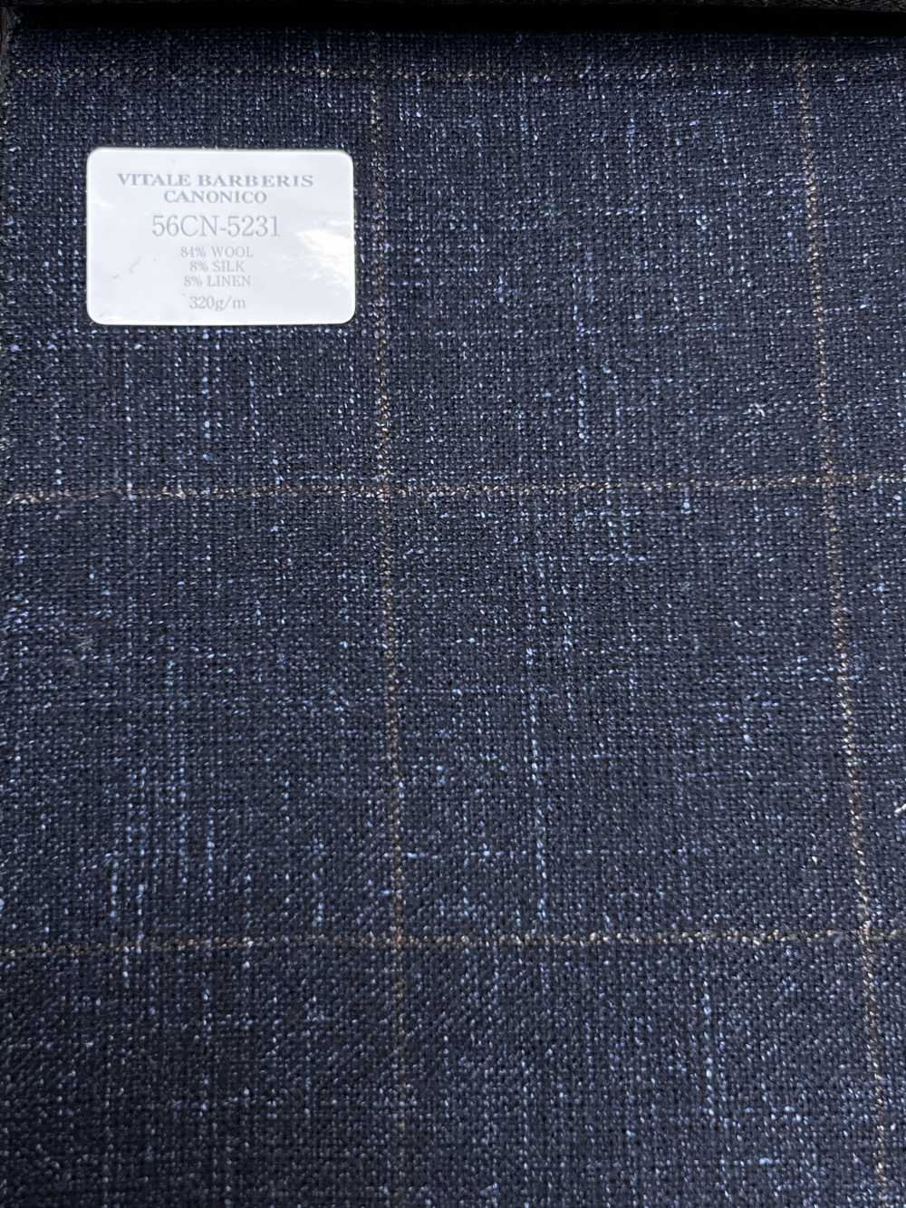 56CN5231 CANONICO Tissu tailleur fantaisie laine, soie et lin bleu marine/marron à carreaux fenêtre[Textile] CANONIQUE