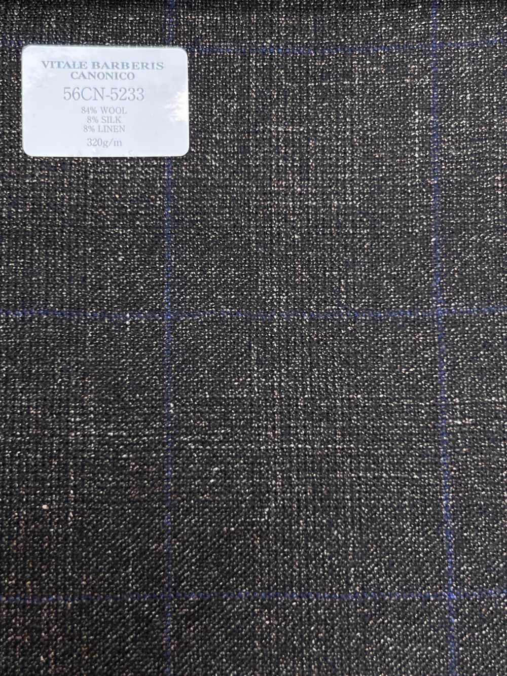 56CN5233 CANONICO LAINE SOIE & LIN TISSU TAILLEUR FANTAISIE Marron/Bleu à carreaux fenêtre[Textile] CANONIQUE