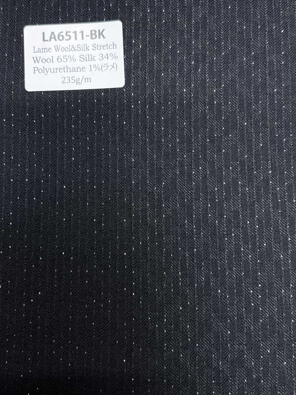 LA6511-BK Rayure noire en soie lamée et laine stretch fabriquée au Japon[Textile] HOSOI SYOJI