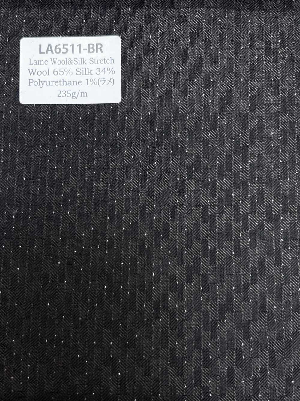 LA6511-BR À rayures marron en laine extensible lamée soie, fabriqué au Japon[Textile] HOSOI SYOJI