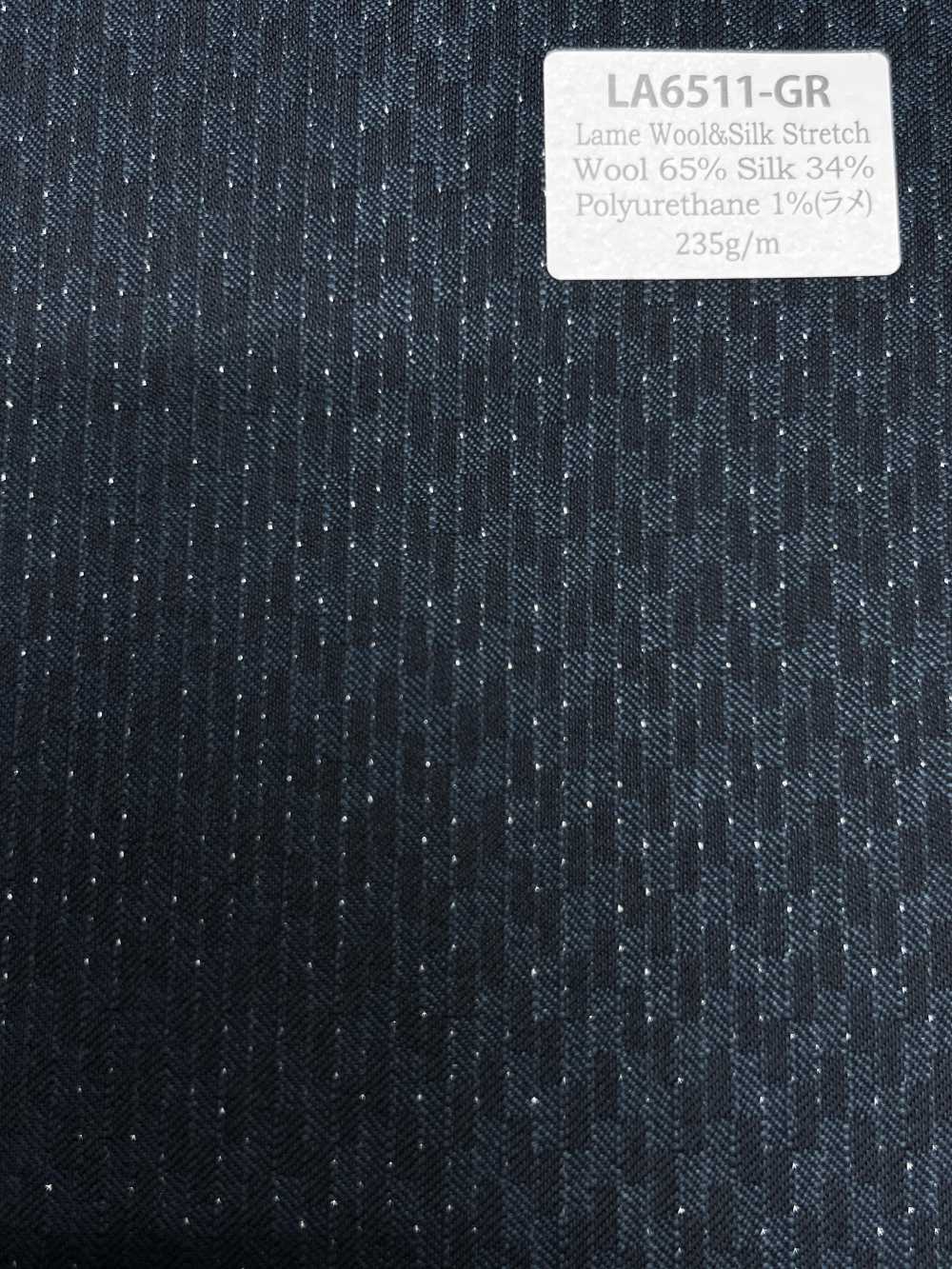 LA6511-GR Rayure verte en laine stretch lamée de soie, fabriquée au Japon[Textile] HOSOI SYOJI